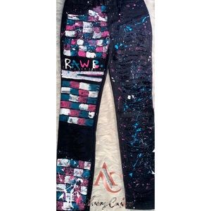 Checkerboard style jeans💗💙